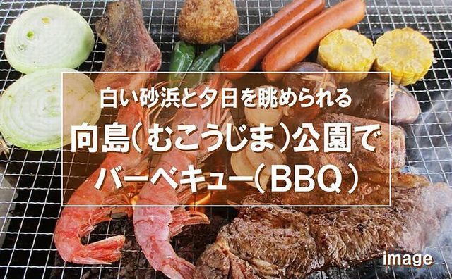 白い砂浜と夕日を眺められる高砂市の向島公園で食材以外手ぶらでBBQが楽しめます！